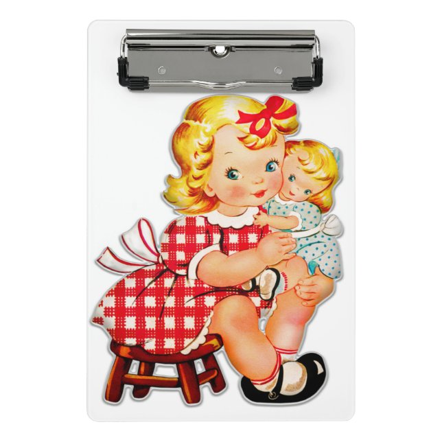 Mini Prancheta Menina retro vintage boneca criança (Frente)
