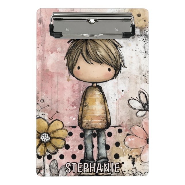Mini Prancheta Menino Caprichoso Aquarela com Acentos Florais (4) (Frente)