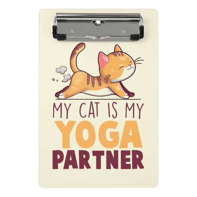 Mini Prancheta Meu Gato É Meu Parceiro Yoga - Gato Esticante (Frente)