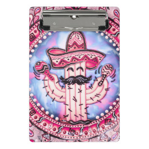 Mini Prancheta Mexicano Fiesta Cinco de Mayo Sombrero Azul Rosa