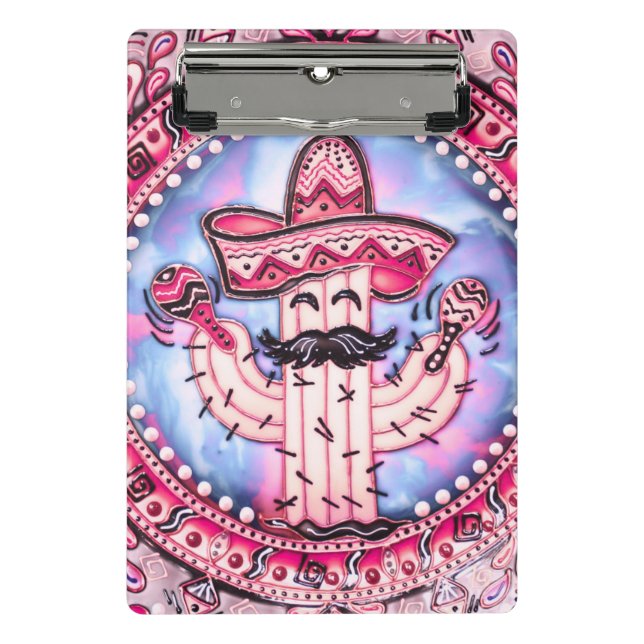 Mini Prancheta Mexicano Fiesta Cinco de Mayo Sombrero Azul Rosa (Frente)