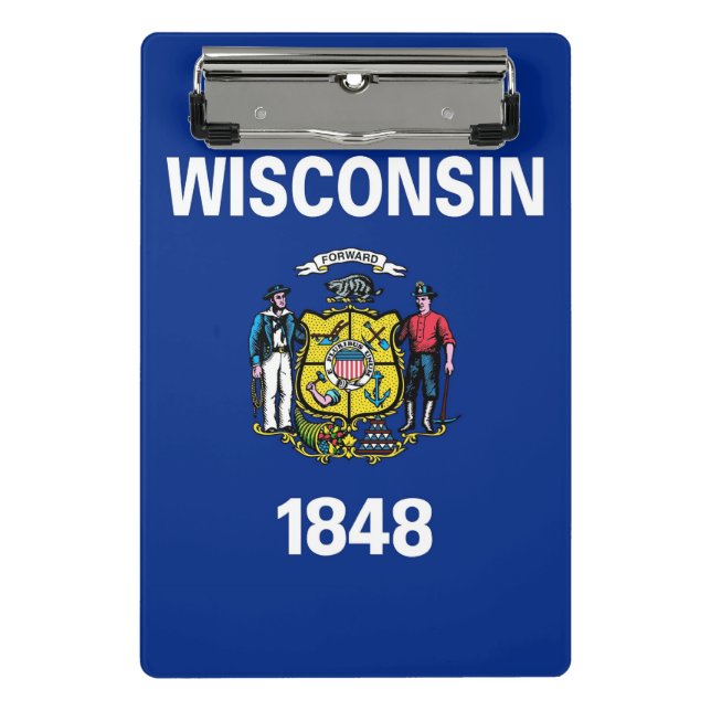 Mini Prancheta Mini área de transferência com bandeira de Wiscons (Frente)