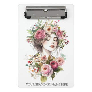 Mini Prancheta Mini Clipboard Women with Roses-Wreath