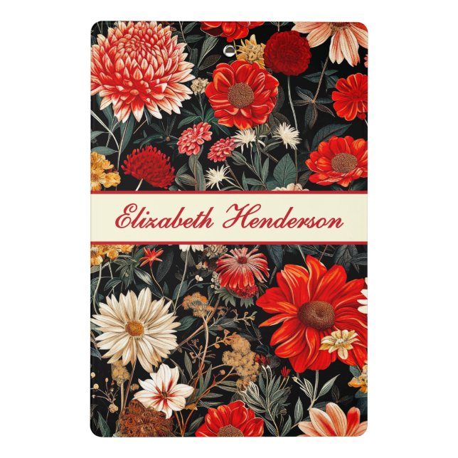 Mini Prancheta MiniÁrea de Transferência Floral Vermelha e Negra (Verso)