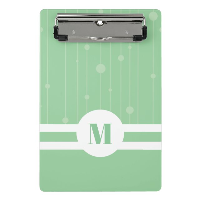Mini Prancheta Minint green stripes monograma pastel moderno (Frente)