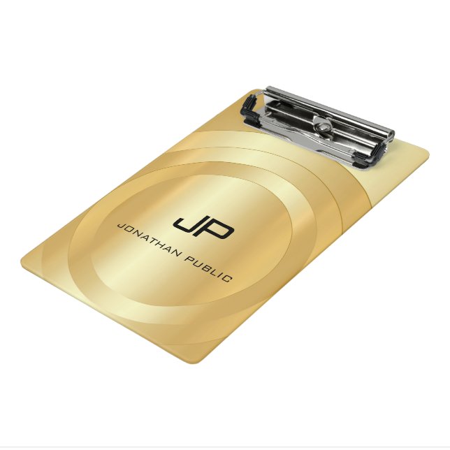 Mini Prancheta Modelo de Monograma Dourado Faux Glamoroso Persona (Inclinado3)