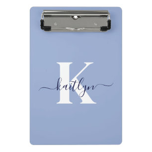 Mini Prancheta Monograma de Letra de Script Azul Moderno