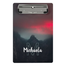 Mini Prancheta Monograma de nuvens, neblina e montanhas