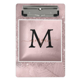 Mini Prancheta Monograma de Script Glitter Dourado rosa