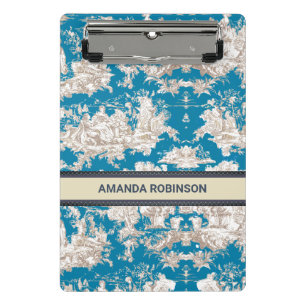 Mini Prancheta Monograma de Torquoise Azul de Jouy