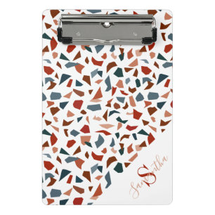 Mini Prancheta Monograma e Nome Moderno Abstrato Terrazzo Padrão