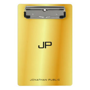 Mini Prancheta Monograma Elegante de aparência Dourada, Modelo mo