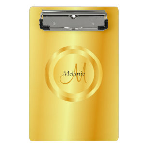 Mini Prancheta Monograma Elegante, Dourado Modelo