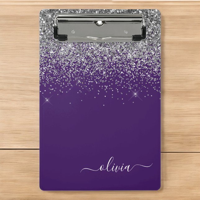 Mini Prancheta Monograma Glam Glitter Rosa Prateado Feminino (Criador carregado)
