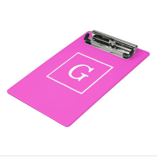 Mini Prancheta Monograma inicial com quadro branco rosa a quente