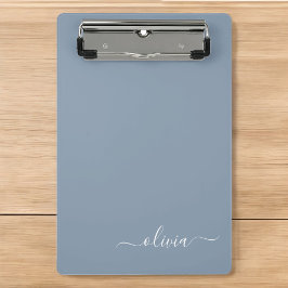 Mini Prancheta Monograma Moderno Minimalista Dusty Blue Elegante