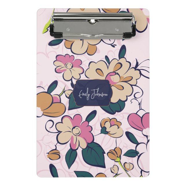 Mini Prancheta Monograma Nobre Floral Naval (Frente)