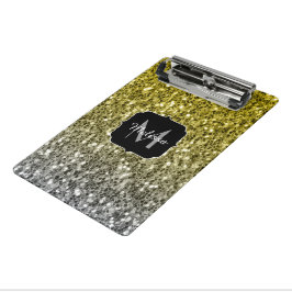 Mini Prancheta Monograma ombre brilho escuro dourado prata