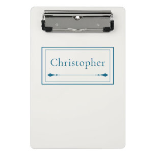 Mini Prancheta Monograma Personalizado Minimalista Bege e Azul Ma