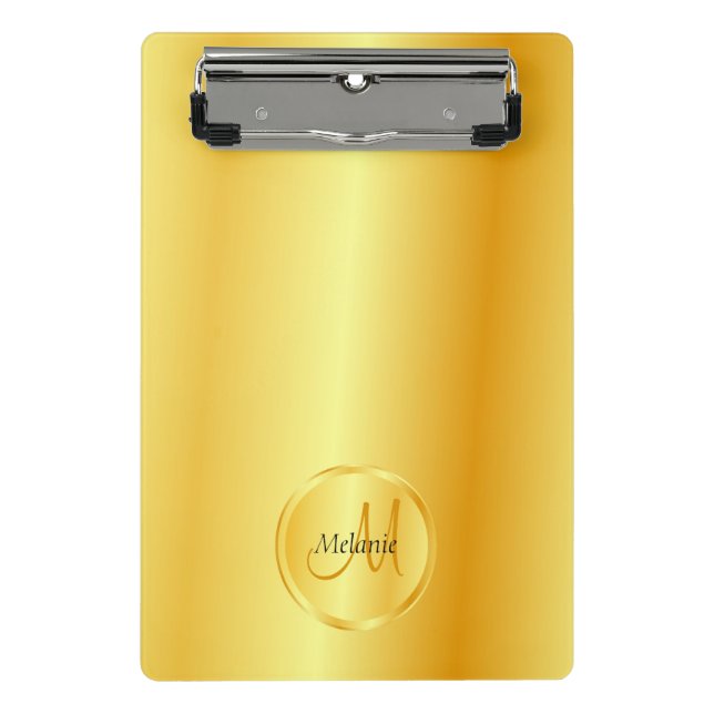 Mini Prancheta Monograma personalizado Modelo Dourado aparência e (Frente)
