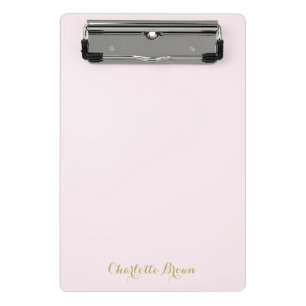Mini Prancheta Monograma Rosa Bege Dourado Minimalista Moderno