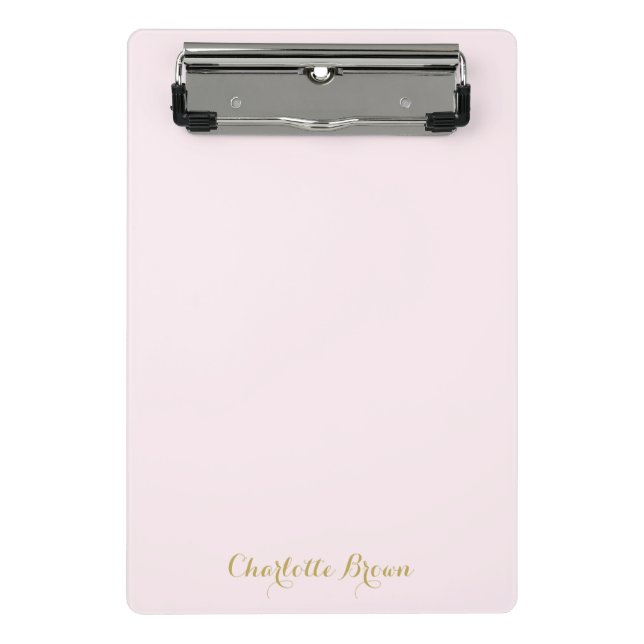 Mini Prancheta Monograma Rosa Bege Dourado Minimalista Moderno (Frente)