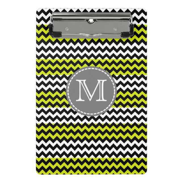 Mini Prancheta Monograma verde-preto-verde-quevron Zigzag (Frente)