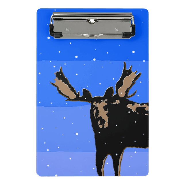 Mini Prancheta Moose no inverno - Arte original sobre a vida selv (Frente)
