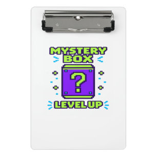 Mini Prancheta Mystery Box Level Up Retro 8 Bit Pixel Gamer T Shi