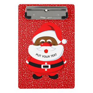 Mini Prancheta Natal bonito de Papai Noel do afro-americano