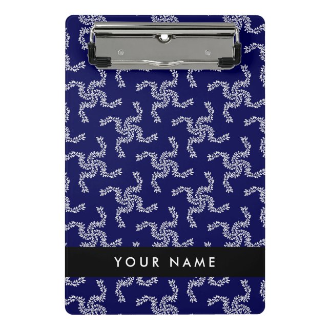 Mini Prancheta Natal Garland, Azul, Seu nome, Personalize (Frente)
