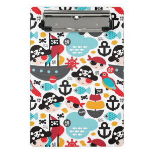 Mini Prancheta Navigação retro da ilustração dos piratas