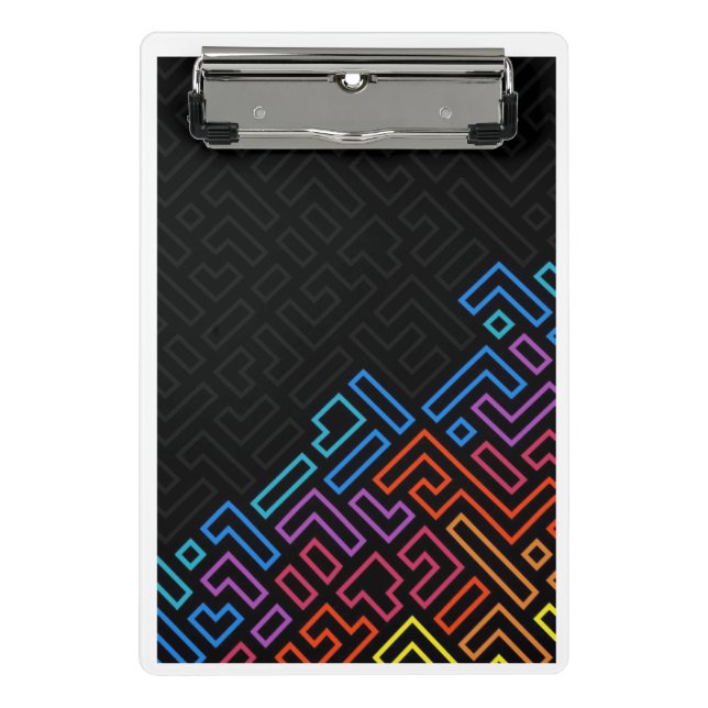 Mini Prancheta Neon Geometric Maze Mini Clipboard – Modern Colorf (Frente)