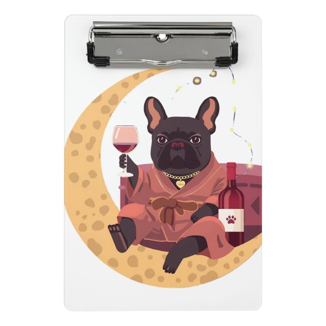 Mini Prancheta Noite de Vinho da Mamãe do Bulldog Francês (Frente)
