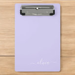 Mini Prancheta Nome do Monograma da Rapariga de Script Moderno Ro<br><div class="desc">Área de Transferência de Planejamento de Nome Roxo da lavanda. Isto faz o doce e perfeito aniversário de 16 anos,  casamento,  chá de panela,  aniversário,  chá de fraldas ou festa de solteira presente para alguém que ama luxo de luxo e estilos quíticos.</div>
