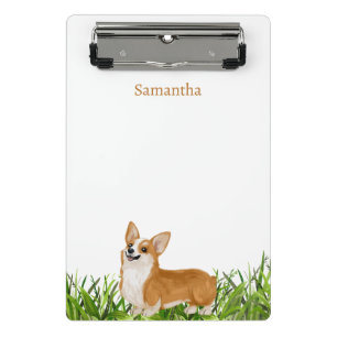 Mini Prancheta Nome do Monograma de Cães de Pembroke Corgi