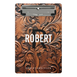 Mini Prancheta Nome do monograma de couro com ferramentas de safr