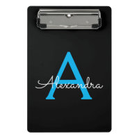 Nome Monograma Feminino de Letra Cursiva Preto Azu