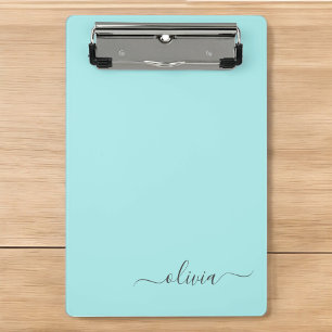 Mini Prancheta Nome Monograma Feminino Moderno em Roteiro de Teal