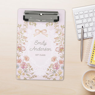Mini Prancheta Nome Personalizado Estética Floral Vintage Bonita