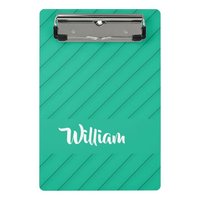 Mini Prancheta Nome personalizado plástico diagonal verde texturi (Frente)