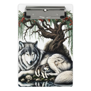 Mini Prancheta Oásis da Família Serene Wolf em Natureza Idílica