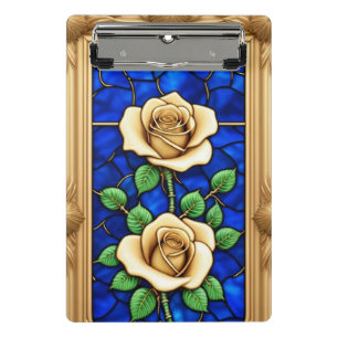 Mini Prancheta Obra de Arte Rosa Dourada Ornamentada
