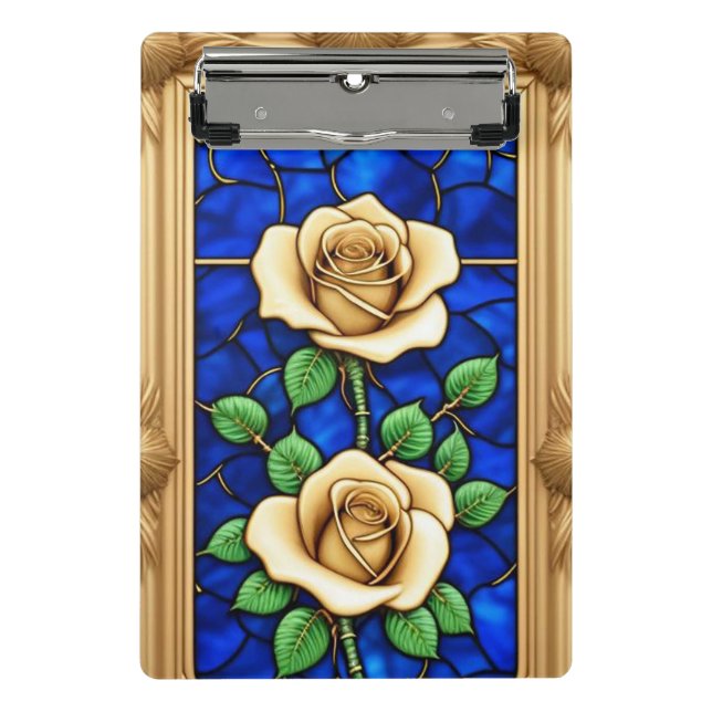 Mini Prancheta Obra de Arte Rosa Dourada Ornamentada (Frente)