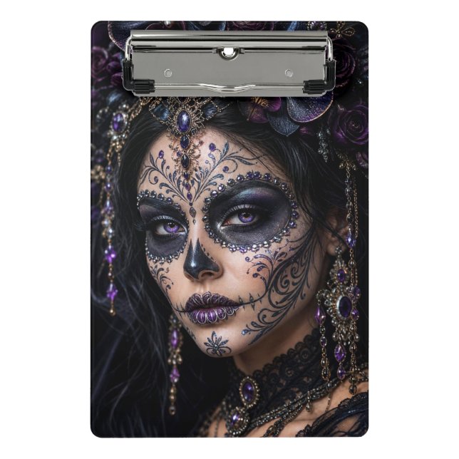 Mini Prancheta Orquídea Âmbar Calavera – Caveira de Açúcar Gótica (Frente)