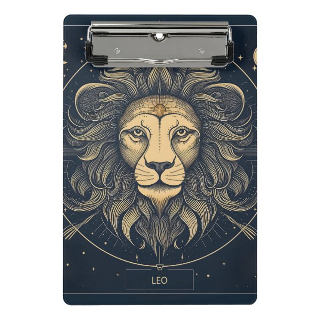 Mini Prancheta Ouro Leo Zodiac Astrologia (Frente)