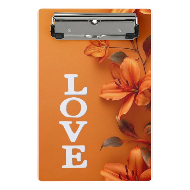 Mini Prancheta Pad de Exame Floral de Amor na moda Orange (Frente)