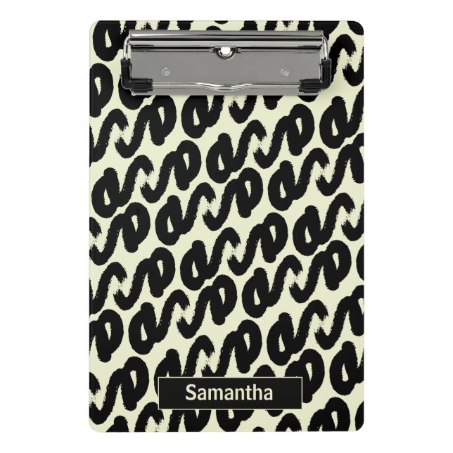 Mini Prancheta padrão abstrato monocromático em preto e branco (Frente)