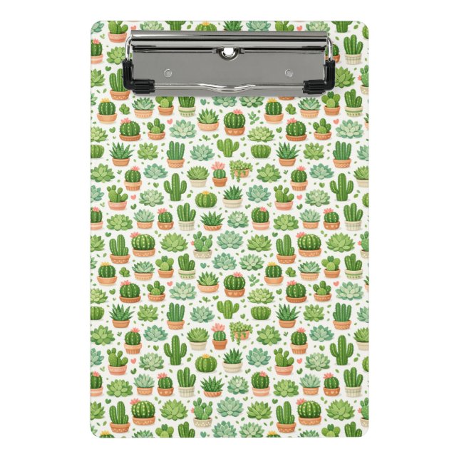 Mini Prancheta Padrão contínuo de planta suculenta fofa (Frente)