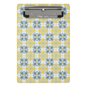 Mini Prancheta Padrão de azulejos bonito portugueses azuis e amar
